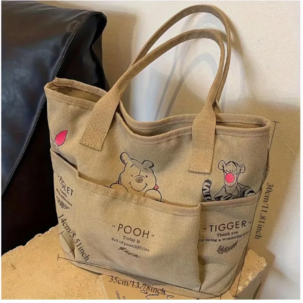 Disney Winnie the Pooh Canvas Tote Bag Khaki Shoulder Bag Tigger